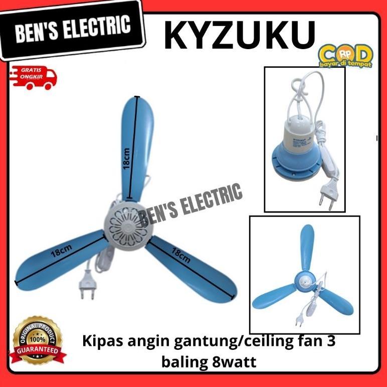 HOT PRODUCT KYZUKU KIPAS ANGIN GANTUNG / CEILING FAN 3 BALING MINI COCOK ETALASE UNTUK RUMAH MAKAN 8