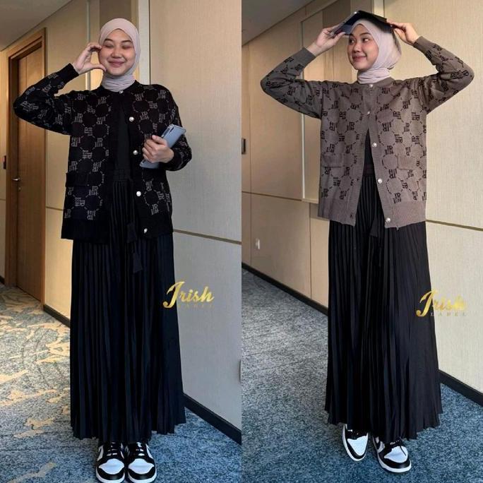 ANDALUSIA SET UMBRELLA SKIRT SIGNATURE PREMIUM BY IRISH LABEL Baju Hitam set rajut rok plisket Panja