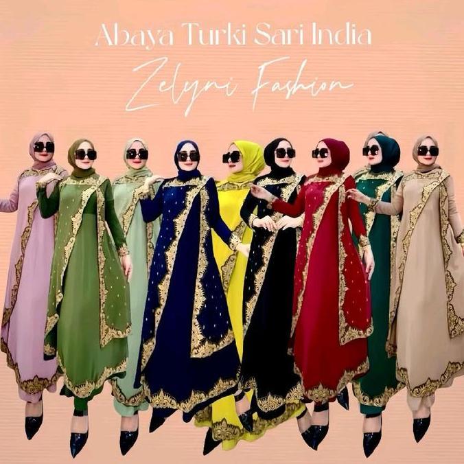 ( BEST SELLER )Gamis Hitam Terbaru Abaya Turki Gamis Sari 03 India Dress Wanita Muslim Mewah Arab Si