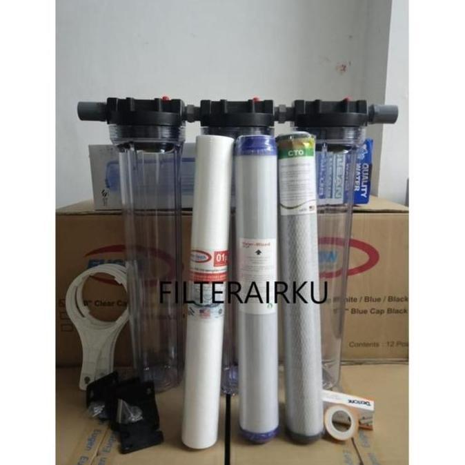 Paket FIlter Air 20" Clear Drat Kuningan / Brass - Sedimen + GAC + CTO TERBAIK