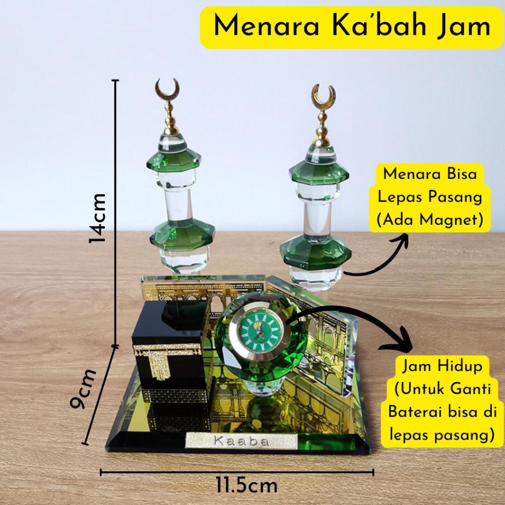 Miniatur Kristal Kabah Menara Jam Tower Mekah Magnet / Ka'bah Menara Pajangan Meja Crystal Kaca Oleh