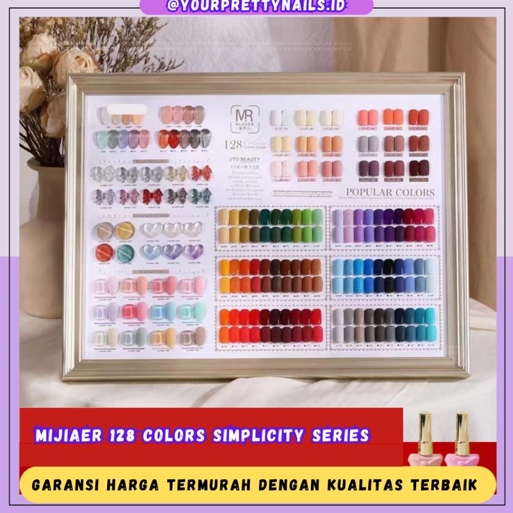 (READY STOCK) MIJIAER RIBBON 128 ALL COLORS 1 SET NAIL POLISH UV GEL FREE DISPLAY BOOK COLORS CAT KU