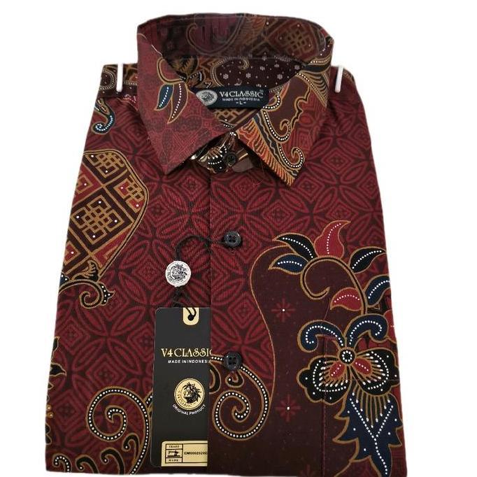 V4 Classic - Kemeja Batik lengan pendek -  M-L-XL. BR 244 NS