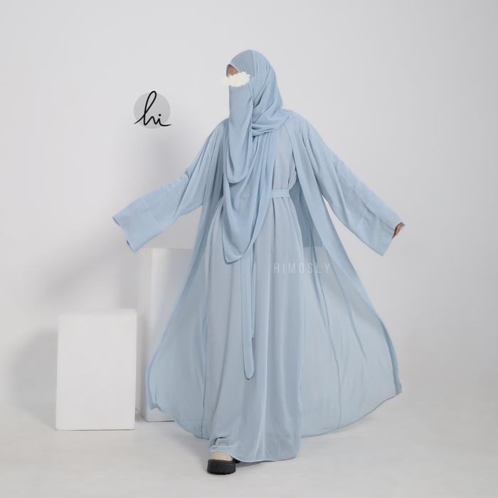 Bisa Cod - Zehra Abaya Set Pashmina By Himosly Ceruti Gamis Muslim Outer Abaya Lebaran Free Pasmina 