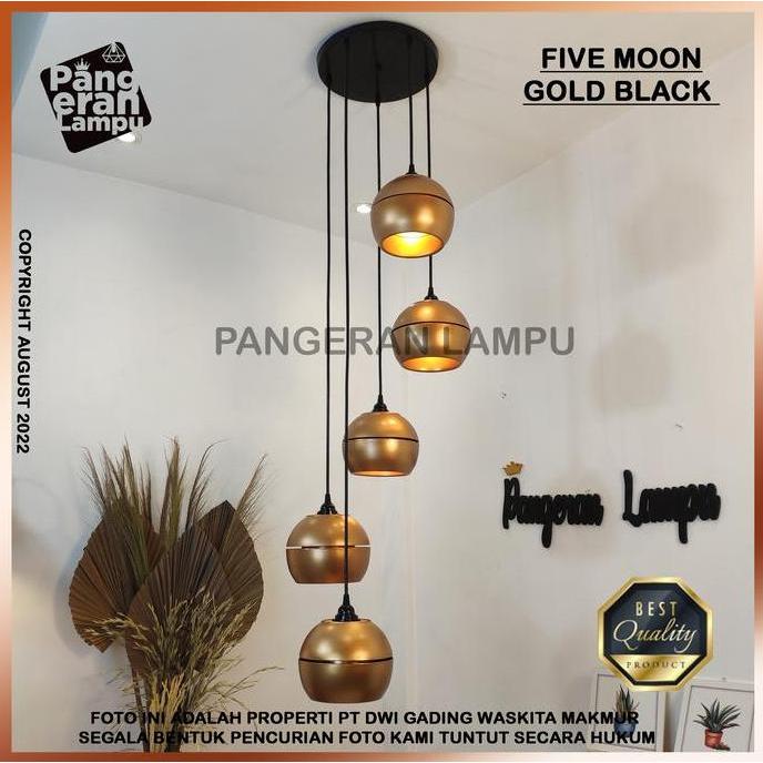 TERMURAH - Lampu Gantung / Lampu Hias / lampu Void 1 Set MOON ISI 5 ROSEGOLD