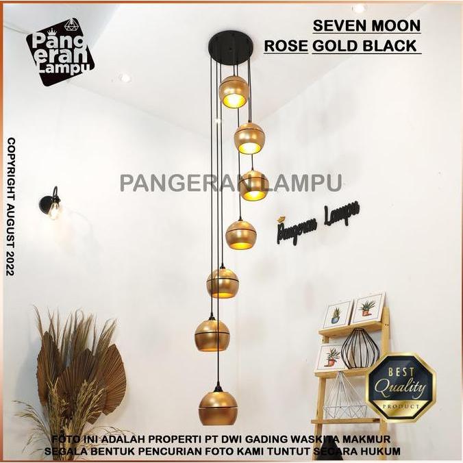 NEW Lampu Gantung / Lampu Hias / lampu Void 1 set MOON isi 7 ROSEGOLD