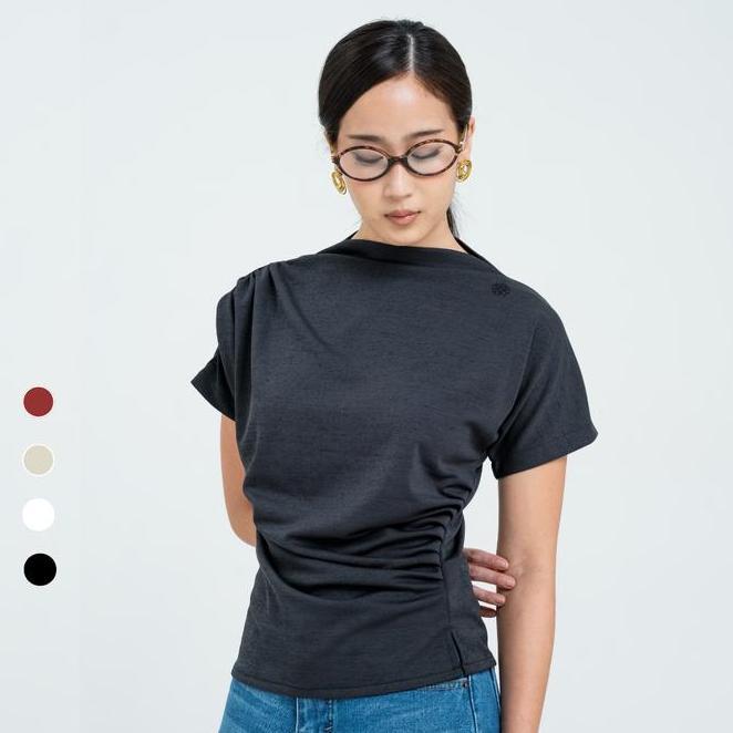 Amygo Store - Amygo Store Lauren Drape Top Atasan Wanita Stretch