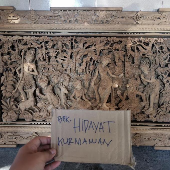 BEBAS ONGKIR - Pandil Ukiran Lukisan Ukir Kayu Pahat Bali 3D 5D RAMAYANA Seni Antiq
