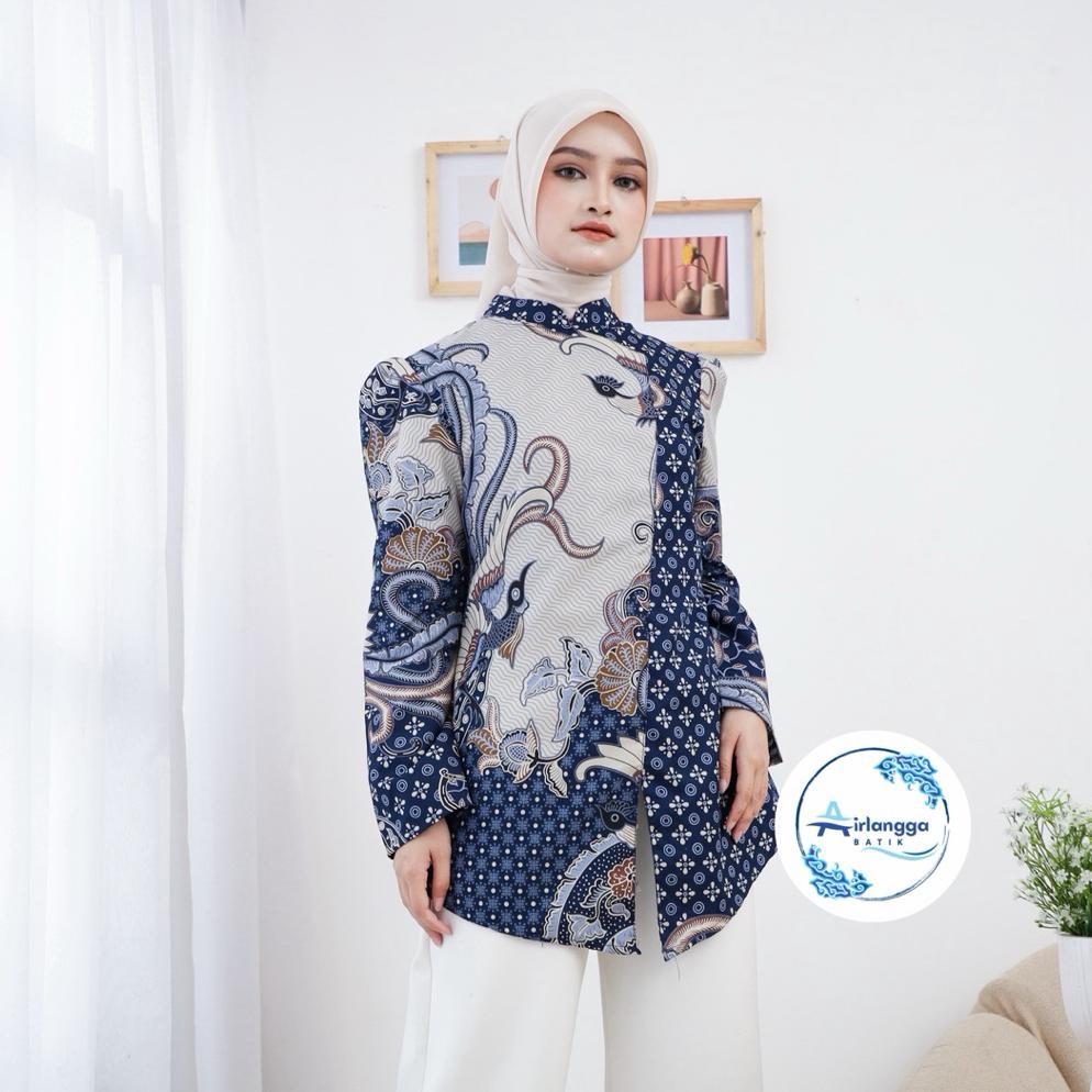 FAST DELIVERY Blus JANGGAN BESKAP Batik Wanita Gadis Kretek Blouse Modern untuk Kantoran KEKINIAN