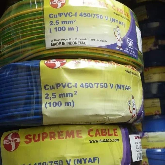 NEW Kabel NYAF 2.5 mm Supreme NYAF 1 x 2.5 mm per Roll 100 meter Hitam Biru Merah Kuning Hijau Serab