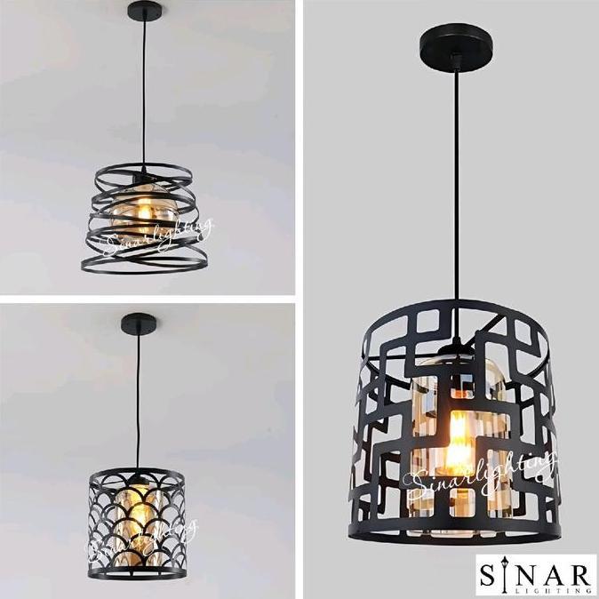 Lampu gantung Minimalis tunggal kap kaca H1215