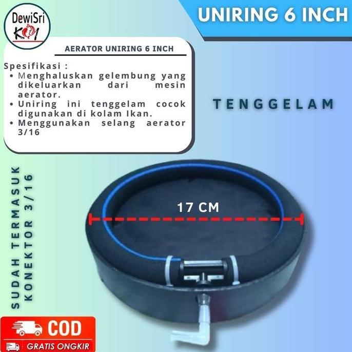 Aerator Uniring 6 Inch Diffuser Gelembung Halus Tenggelam untuk Kolam Ikan Koi Dan Bioflok