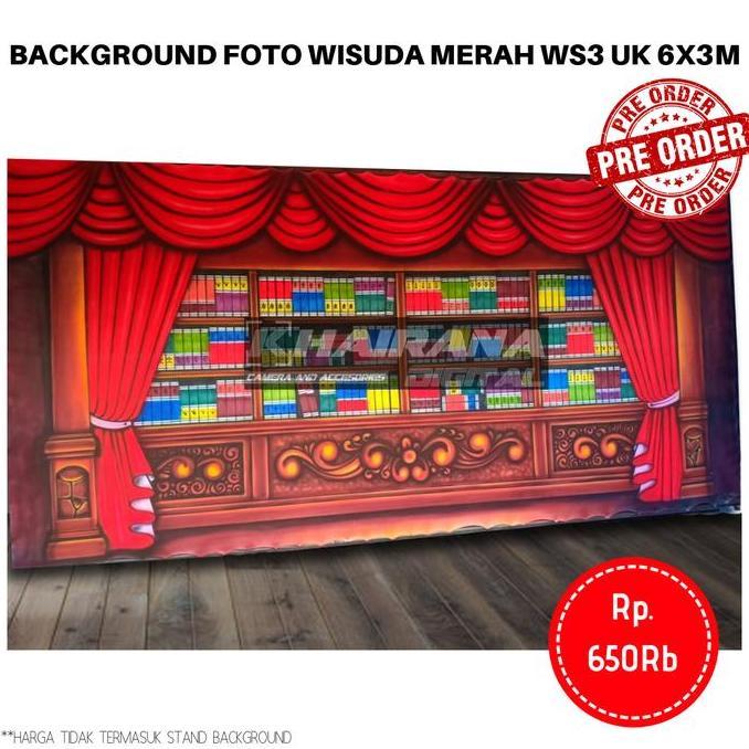 Background Backdrop Layar Foto Wisuda Gorden Merah WS3 Besar 6x3m