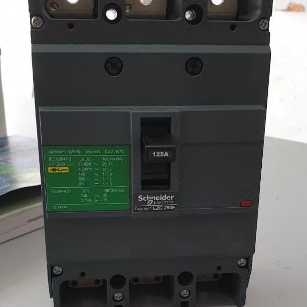 MCCB EZC 250F 3P 125A Schneider MCCB EZC 250 F 3P 125 Ampere