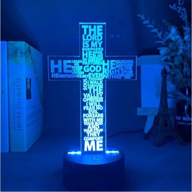 Lampu Tidur / Pajangan Lampu Hias 3D Model Salib