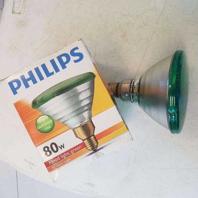Lampu Sorot PAR 38 80W Philips Lampu Taman Spotlight Green Hijau PAR38