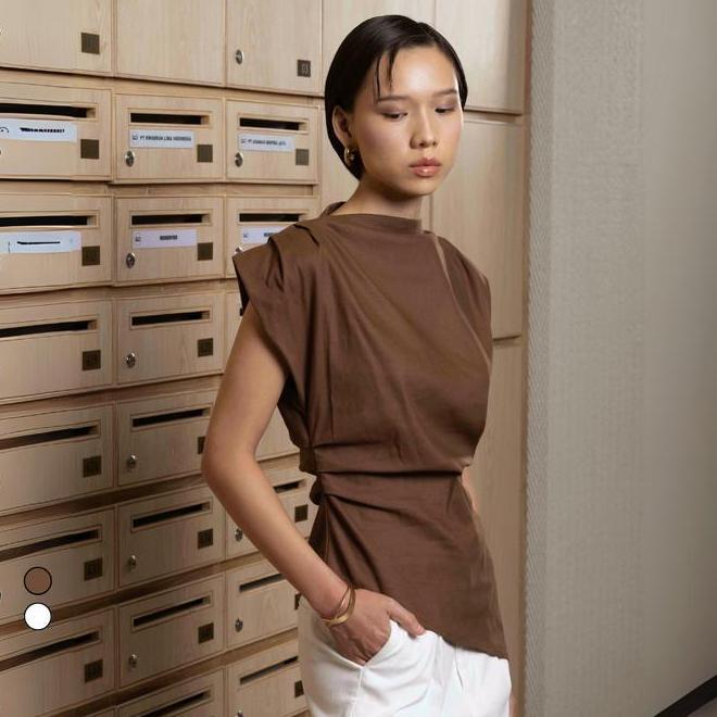 Amygo Store - Amygo Store Simone Drape Top Premium Blouse Shoulder