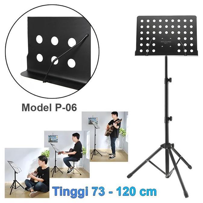 DAMELOPO Stand Teks Buku Lagu Partitur Musik Tripod Tray Sheet Book Besar dengan Penjepit Paduan Sua