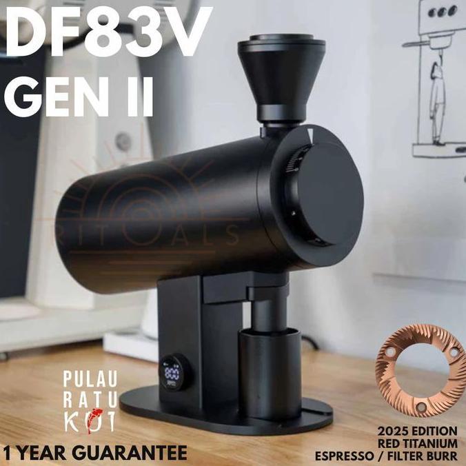 TERLARIS!! DF-83V GEN II (NEW VERSION W/ KNOCKER) RED TI ELECTRIC COFFEE GRINDER | RITUALS | 83MM FL