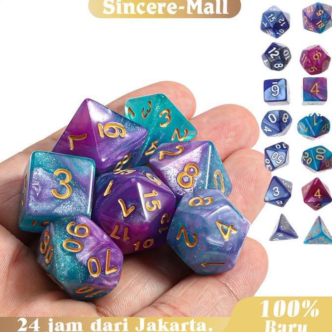 HAMDORA 7pcs/Set Dadu Transparan Multi Sisi Bentuk Dadu Polyhedral