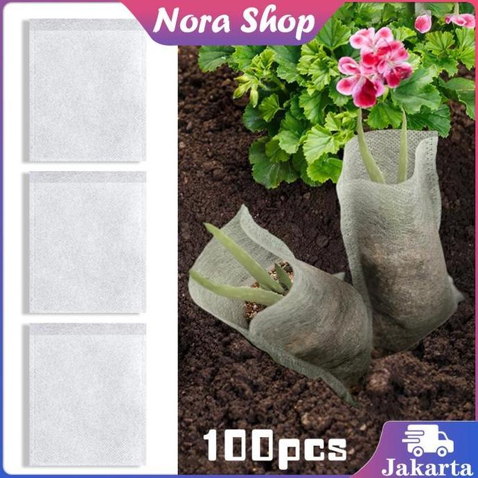 HASQUINE Polybag Semai 100pcs Polybag Tanaman Non Woven Kantong Semai Benih Bibit Tanaman Seedling B