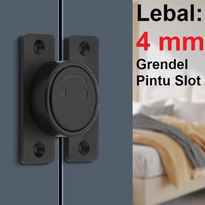 HASQUINE Kunci Pintu Grendel Gembok Putar Rotary Selot Logam Set Paket Pintu Geser Aluminium Kayu Ke