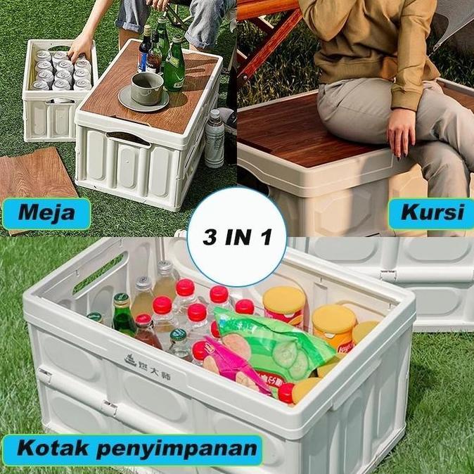 GUNEMANE Kotak Penyimpanan Papan Kayu Lipat/ Kotak Penyimpanan Penutup Kayu Multi-Fungsi Dengan Pega