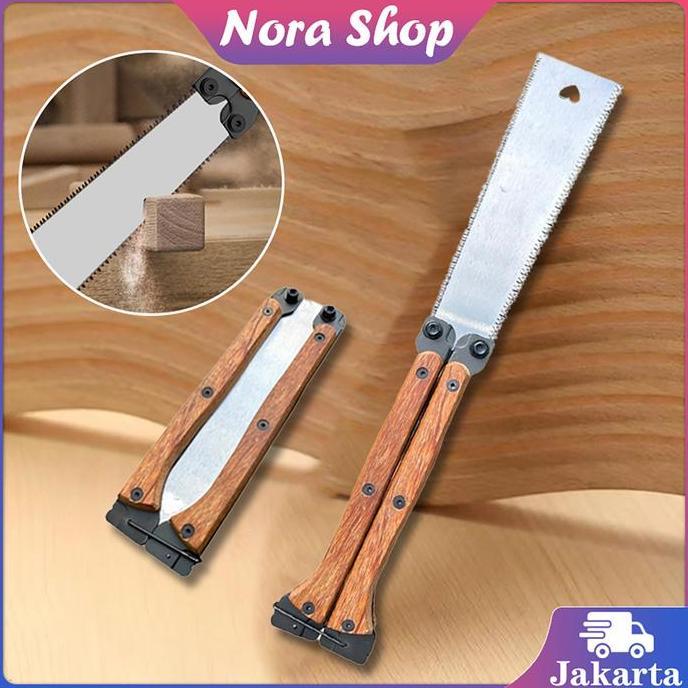 HASQUINE Gergaji Tangan Tepi Ganda Gergaji Kayu Lipat Gergaji Jepang Gergaji Lipat Portable Gergaji 