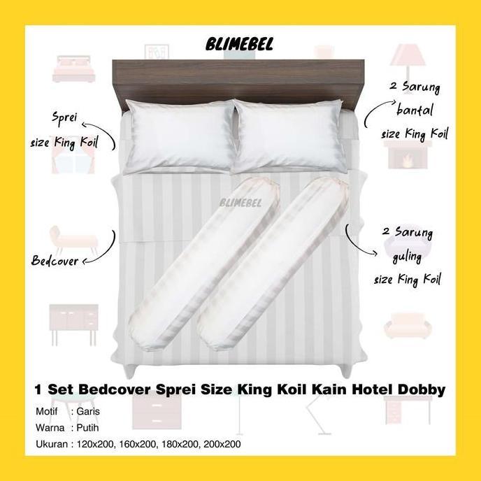 TERLARIS SET BEDCOVER + SPREI + SARBAN + SARGUL KING KOIL/KINGKOIL DOBBY HOTEL