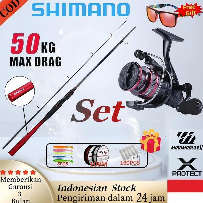 2025 NEW SHIMANO Spinning Rod Fishing Set Combination Fishing Reel Joran Pancing 1 Set Fishing Reel 