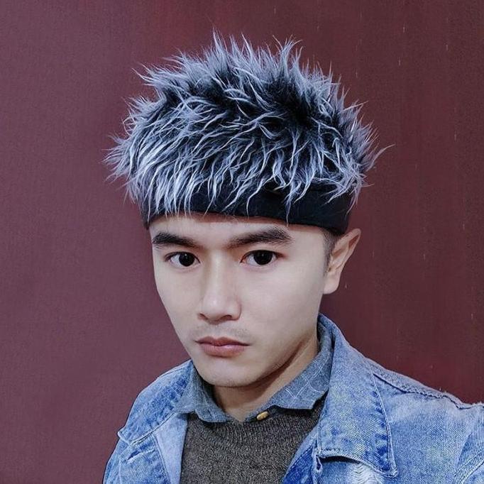 Topi Wig Rambut Cosplay Topi Pria Wanita Rambut Palsu Topi Wig Rambut