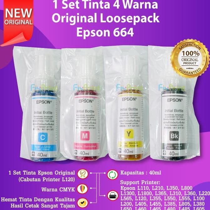 1 SET Tinta Printer EPSON ORIGINAL ORI 664 L220 L210 L350 L360 L1300