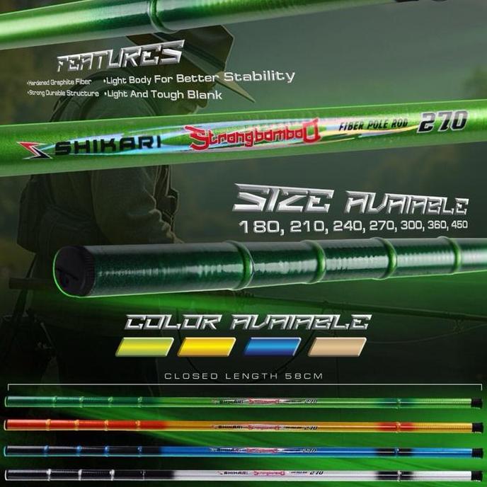 Joran tegek shikari bamboo 180-450 warna acak