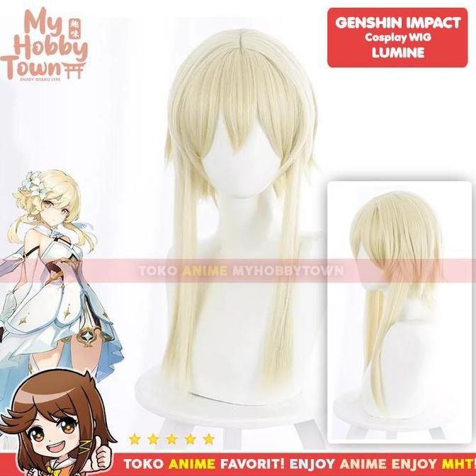 Wig Cosplay Anime Game Genshin Impact Lumine Rambut Palsu Traveler
