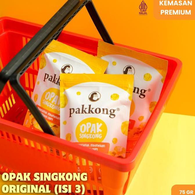 (BUNDLING ISI 3) PAKKONG SNACK Opak Singkong Original (Premium) - Keripik Singkong Tanpa MSG, Pengaw