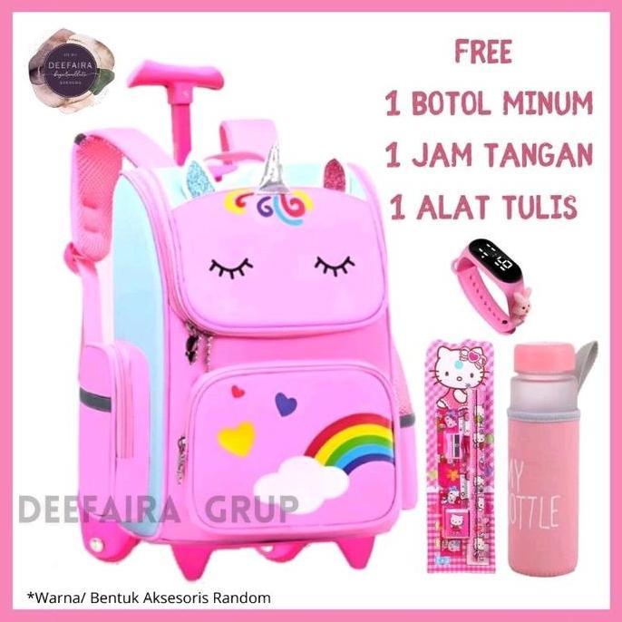 HARGA PROMO COD Tas Ransel Troli Koper Dorong  Uniq0rrn Kuda Poni Tanduk Awan Pelangi Love Ransel Tr