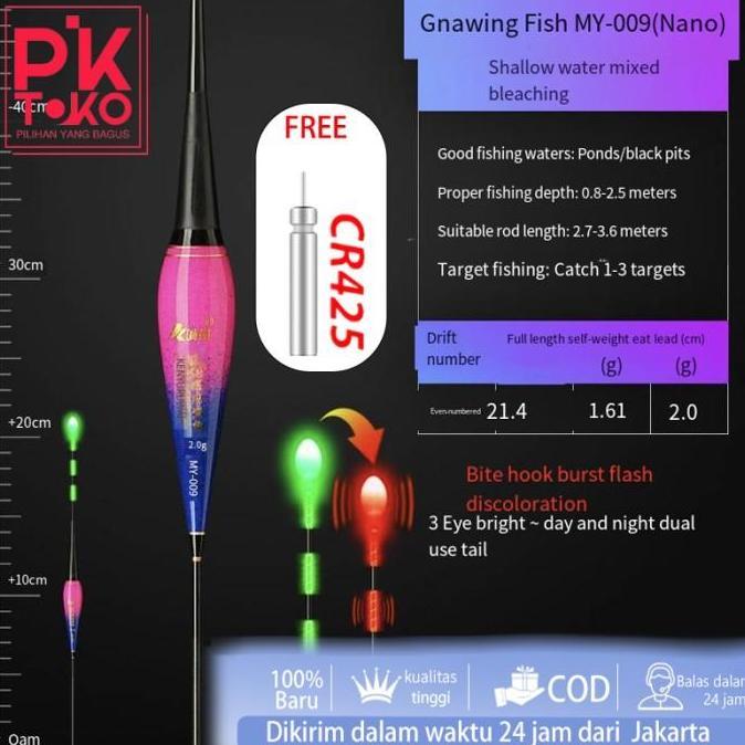 PELAMPUNG PANCING ELEKTRIK DENGAN LAMPU LED BERGANTI WARNA