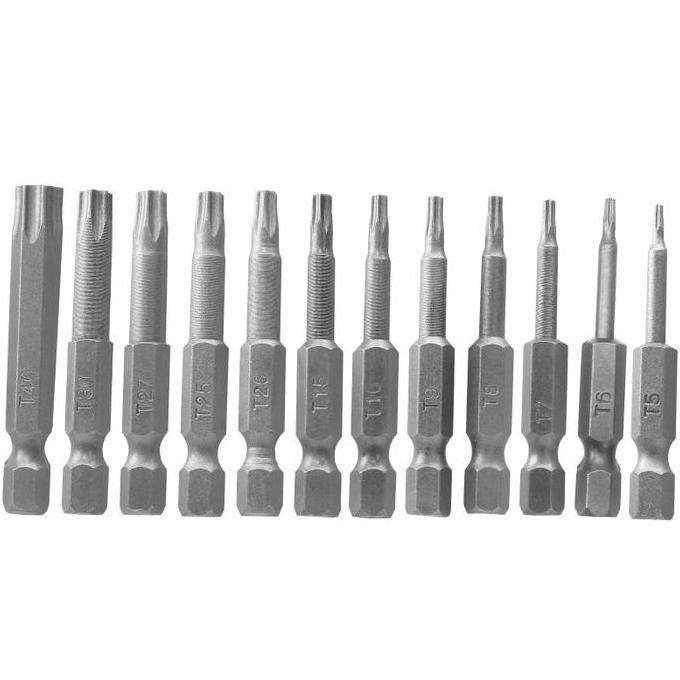 WINTURY Mata Obeng Bintang 12pcs Mata Obeng Torx Mata Obeng Magnet T5-T40 Mata Obeng Kunci Bintang H