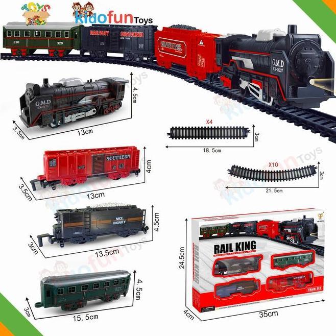 Mainan Kereta Rail King Gerbong Penumpang Container Pakai Isi 18Pcs Rail King 13Pcs
