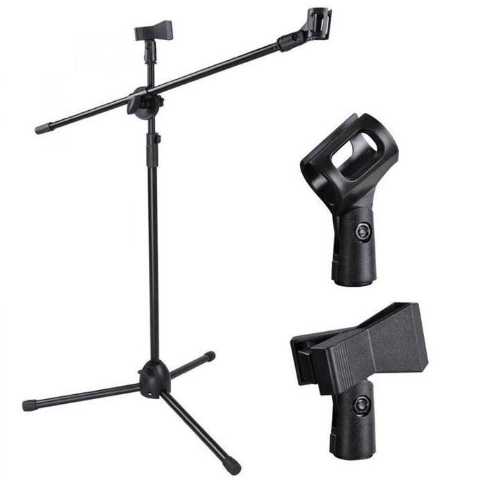 KASDIUM Tiang Stand Mic Tripod Holder Mikrofon Pro 2 Klip Dudukan Penjepit Mic