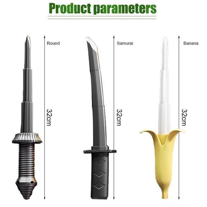 SOJEHBOW Mainan Anak Pedang Teleskopik Lucu Model Pisang & Pedang Samurai Sword Toys Pisau Gravity F