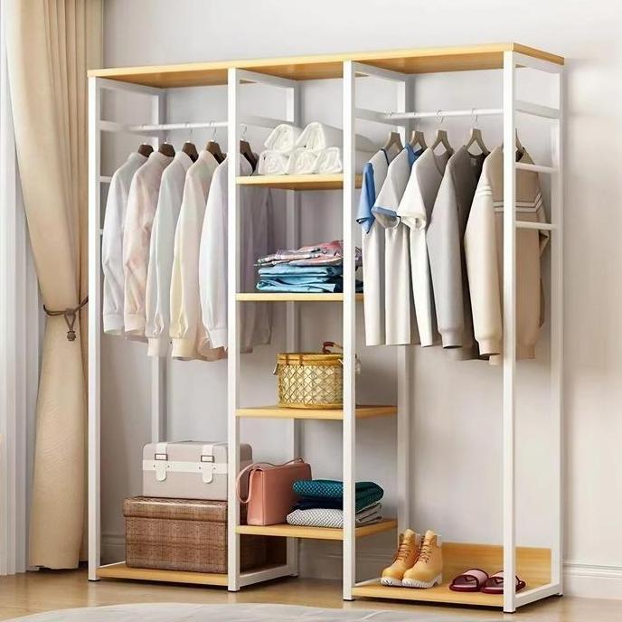 AZBOMO BM- BEST Gantungan Baju Stand Hanger Kotak Serbaguna Rak Baju Kayu Rak Pakaian Baju Desain Se