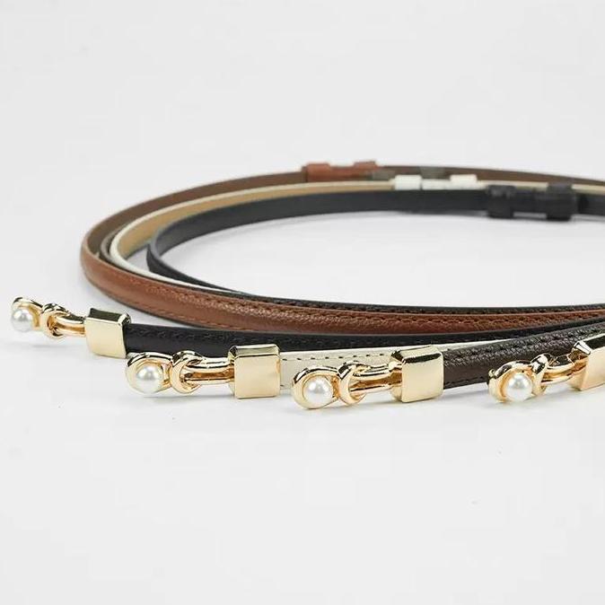 Ikat Pinggang Wanita Kulit PU Gesper Kecil Ring Belt Casual Baju dan Celana Fashion Trendy Sabuk Mut