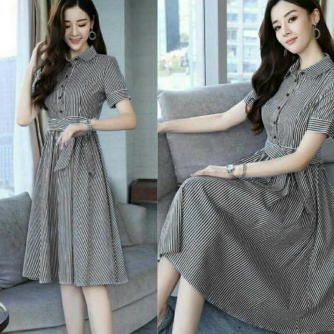 VATGUVOH Dress Md Line / Dress / Gaun Pesta / Dress Korea Import Mewah / Baju Wanita Model Baru / Dr