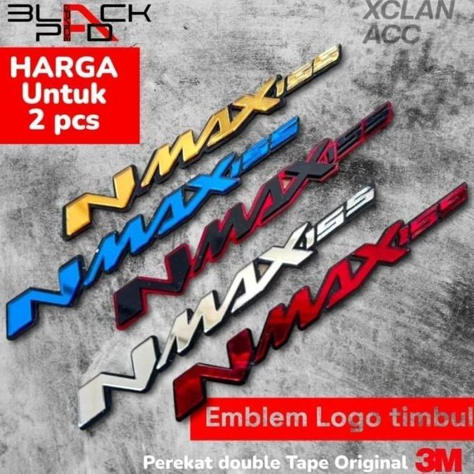 Emblem Logo Nmax 3D Timbul Bahan Kaca Akrilik - Hitam