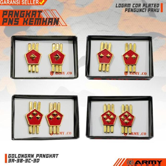 New  Pin Pangkat PNS Kemhan Golongan 3A 3B 3C 3D Gold