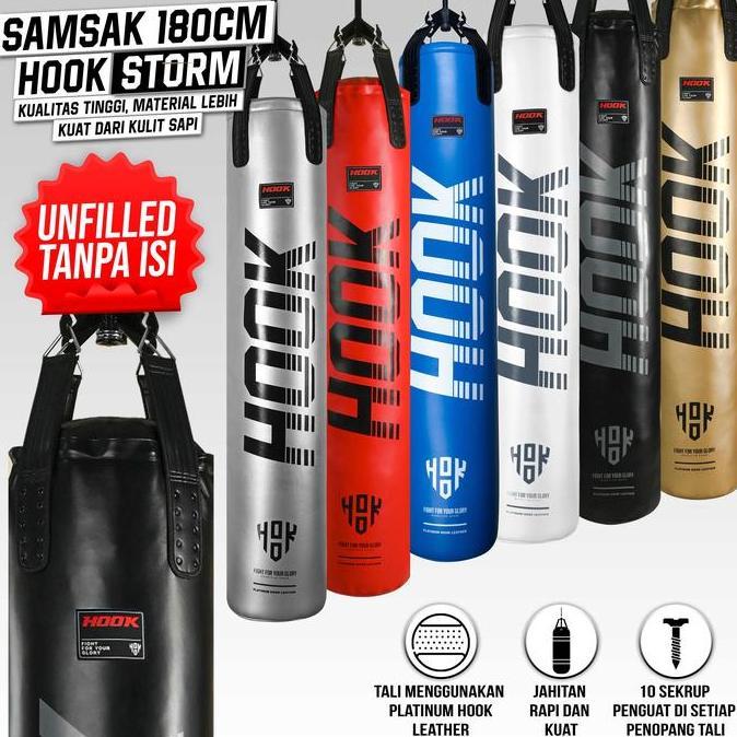 Samsak Tinju Gantung 180cm Hook Sansak Muay Thai Punching Bag Taekwondo Sandsack Silat Sarung Samsak