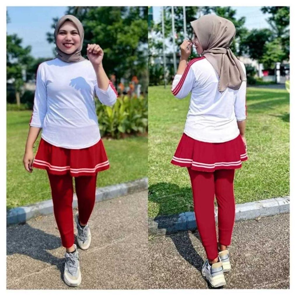 BESTPROMO Setelan Rok Legging Nike Casual Trendy Masa Kini Sporty Setelan Baju Olahraga Wanita Musli