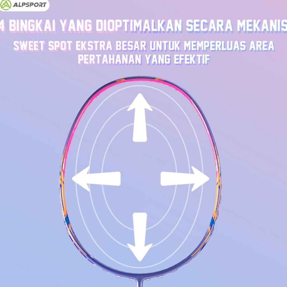 BestPromo Alpsport Gj Max 35Lbs 10U 52G Raket Bulutangkis Ungu/Hitam/Merah Senar Grip Terpasang Prem