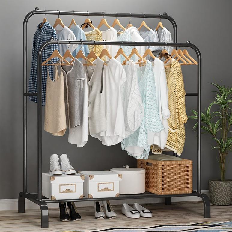 Promo Bulan Ini Furniture - Rak Baju Gantungan Baju Besi Stand Hanger Jemuran Pakaian Rak Baju Gantu